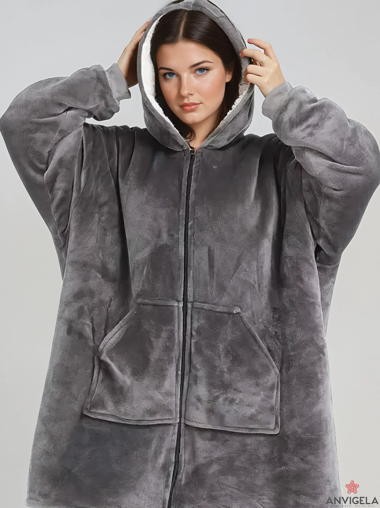 Oversized Wearable Blanket Hoodie with Zipper