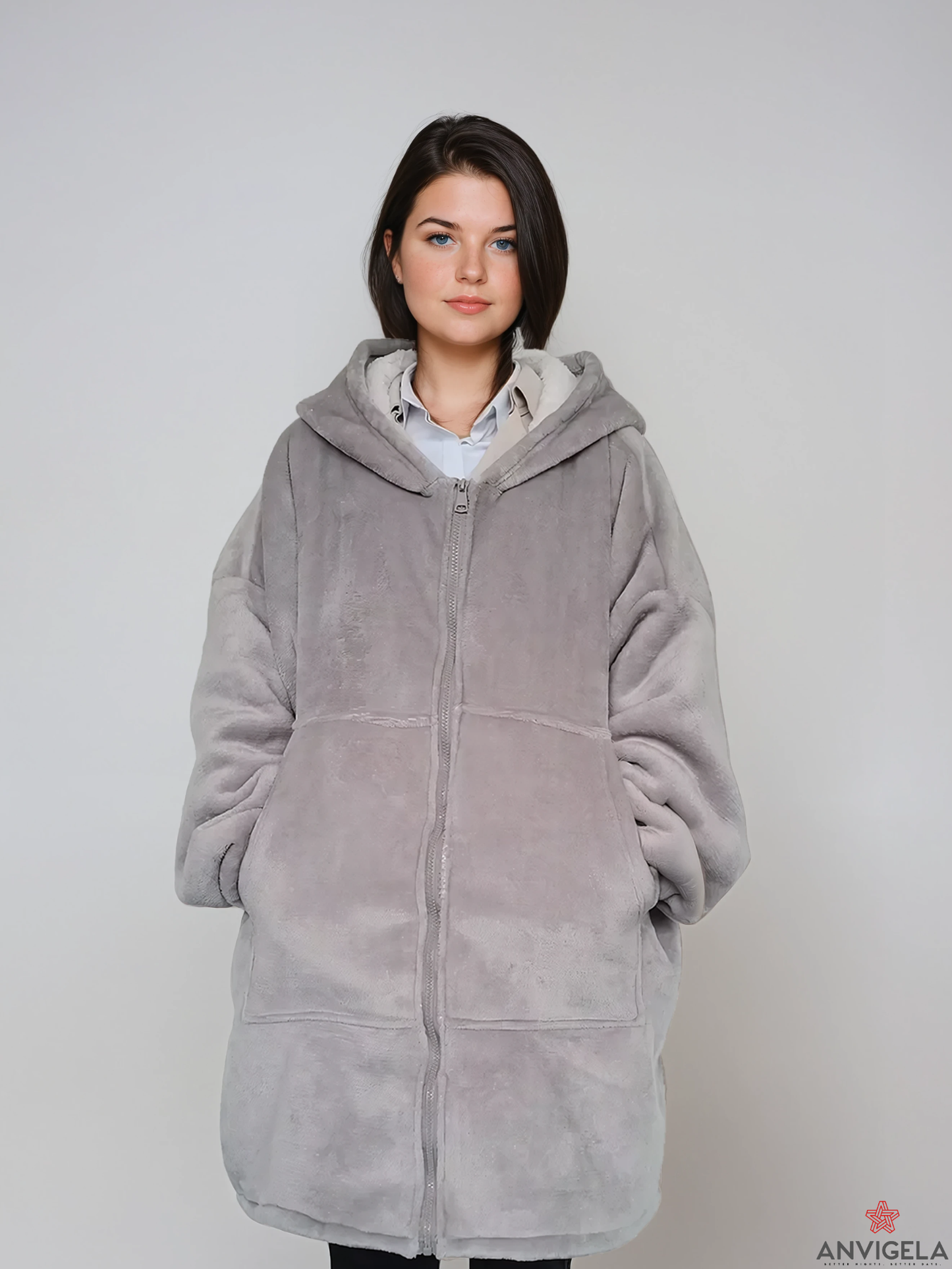 Oversized Wearable Blanket Hoodie with Zipper