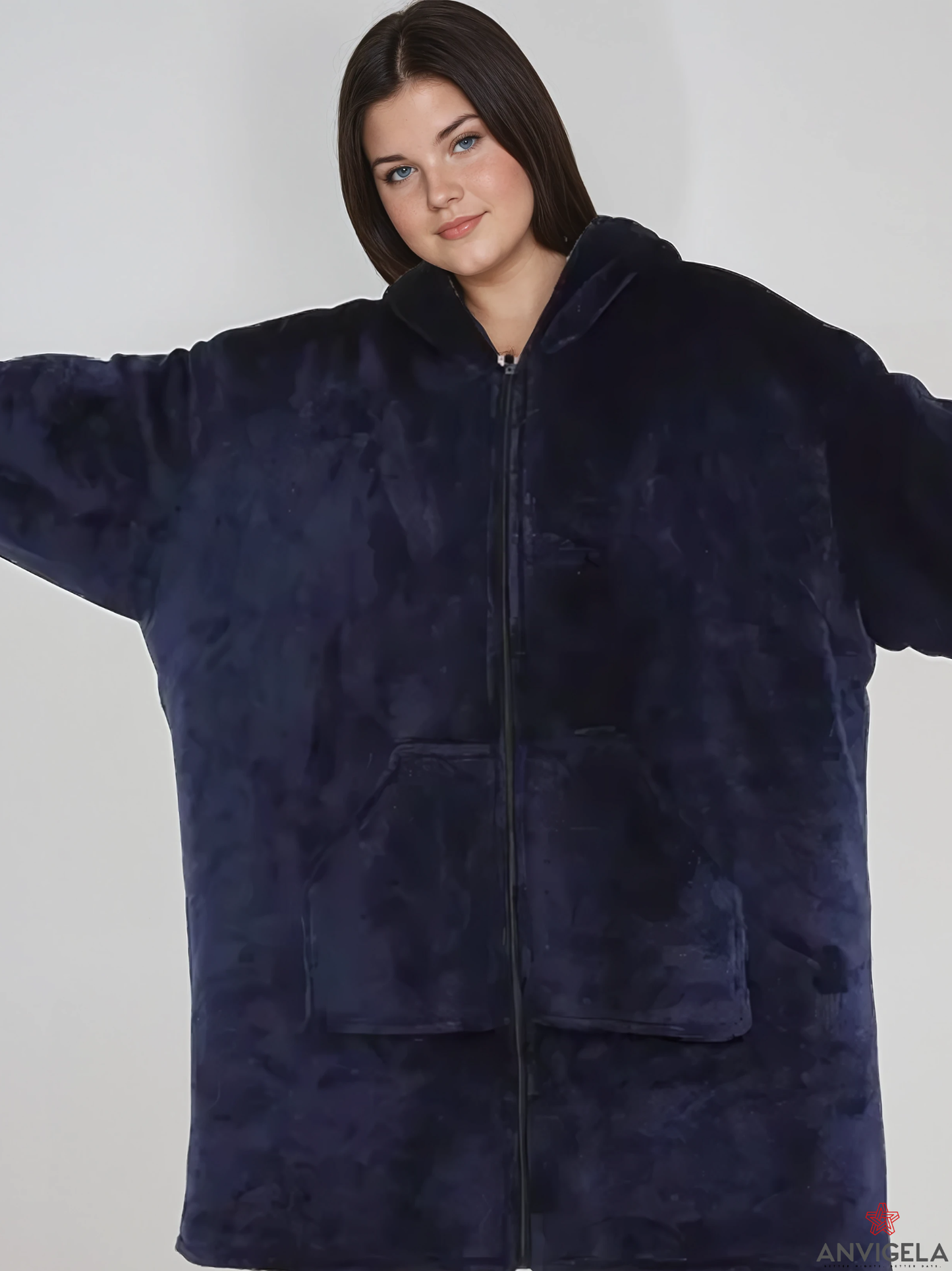 Oversized Wearable Blanket Hoodie with Zipper