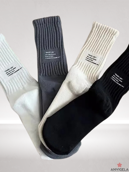 Cotton Letter Casual Crew Socks