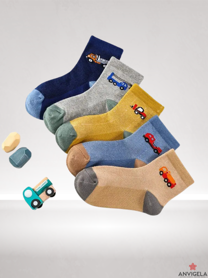 Kids Cartoon Vehicle Cotton Socks