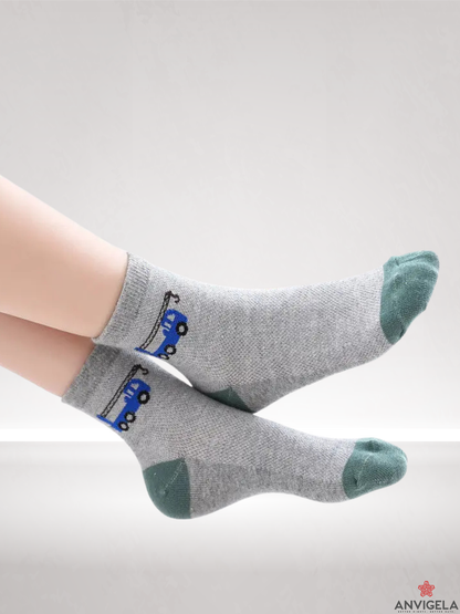 Kids Cartoon Vehicle Cotton Socks