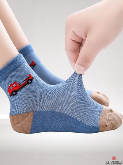 Kids Cartoon Vehicle Cotton Socks