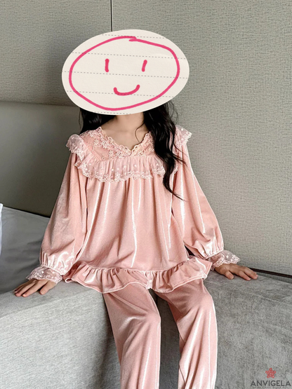 Kids Girls Velvet Pajama Set