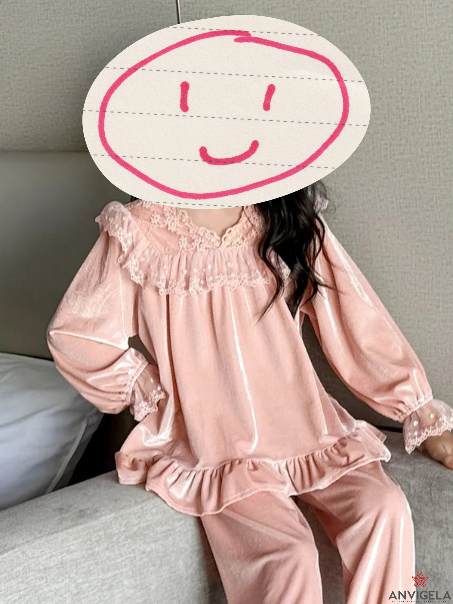 Kids Girls Velvet Pajama Set