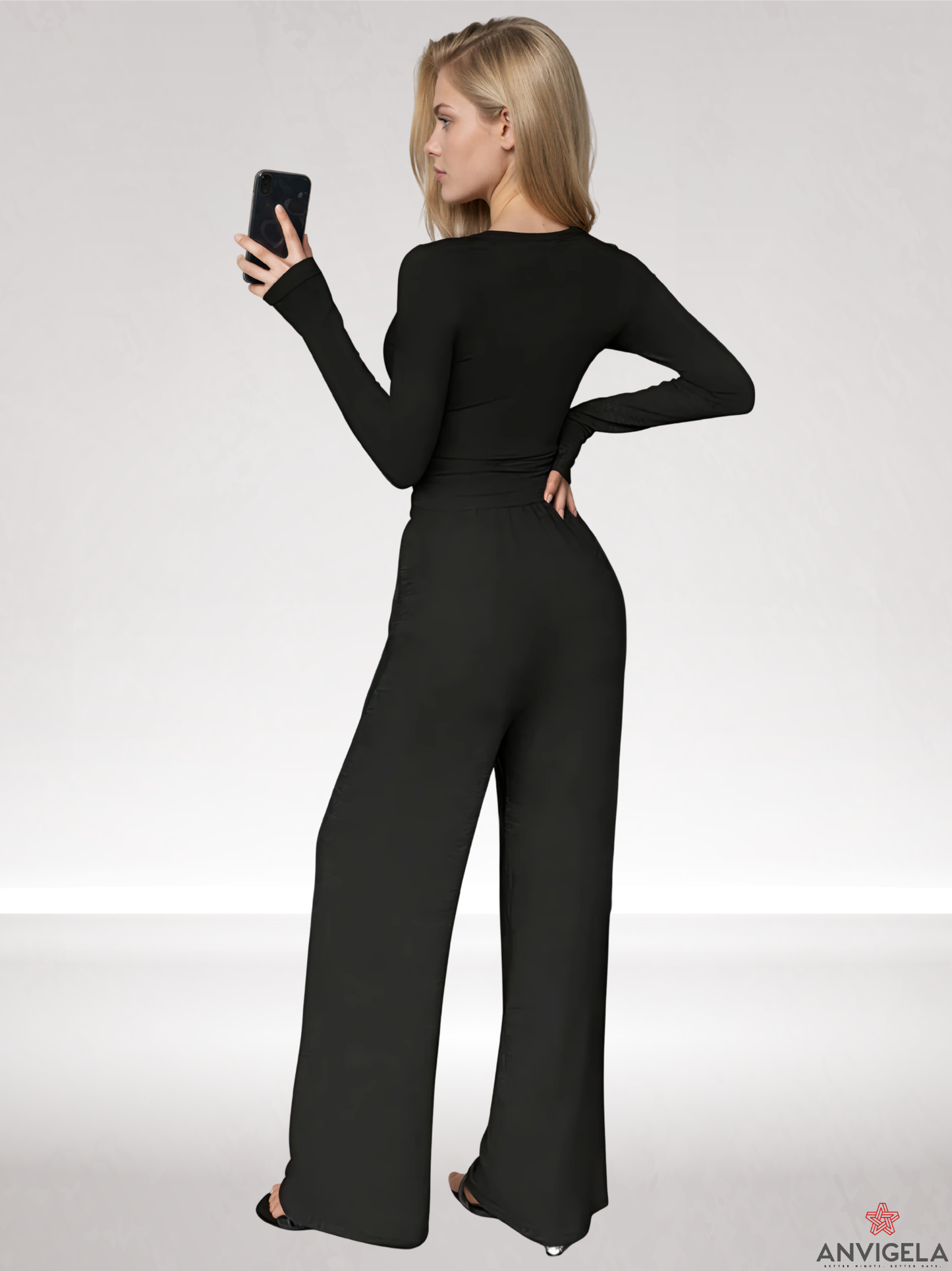 Women V-Neck Long Sleeve Pajama Set