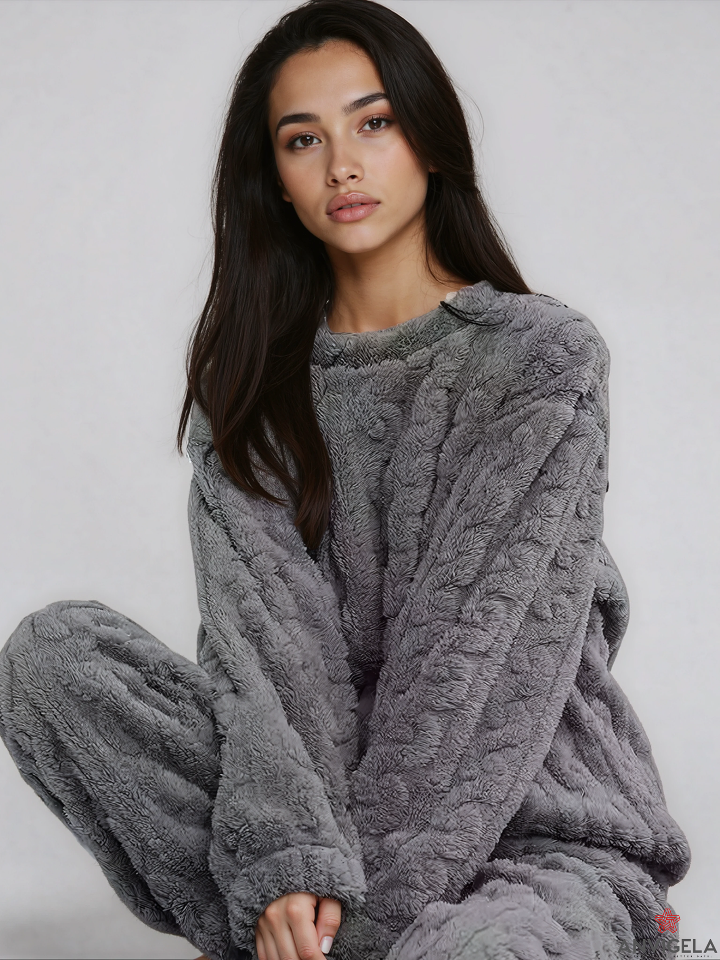 Women Thick Flannel Pajama Set