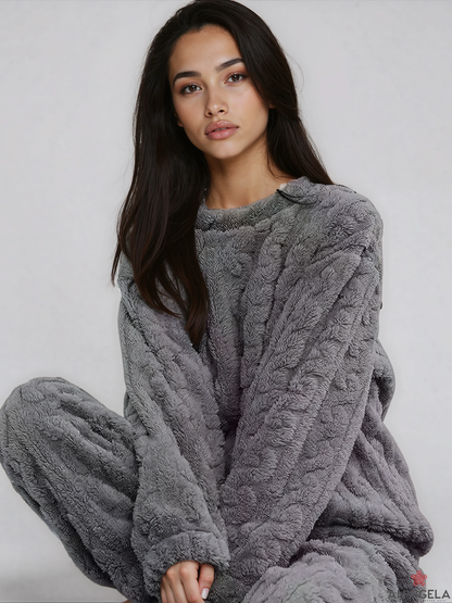 Women Thick Flannel Pajama Set