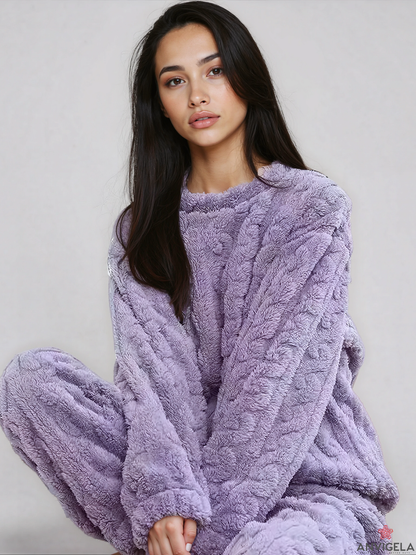 Women Thick Flannel Pajama Set
