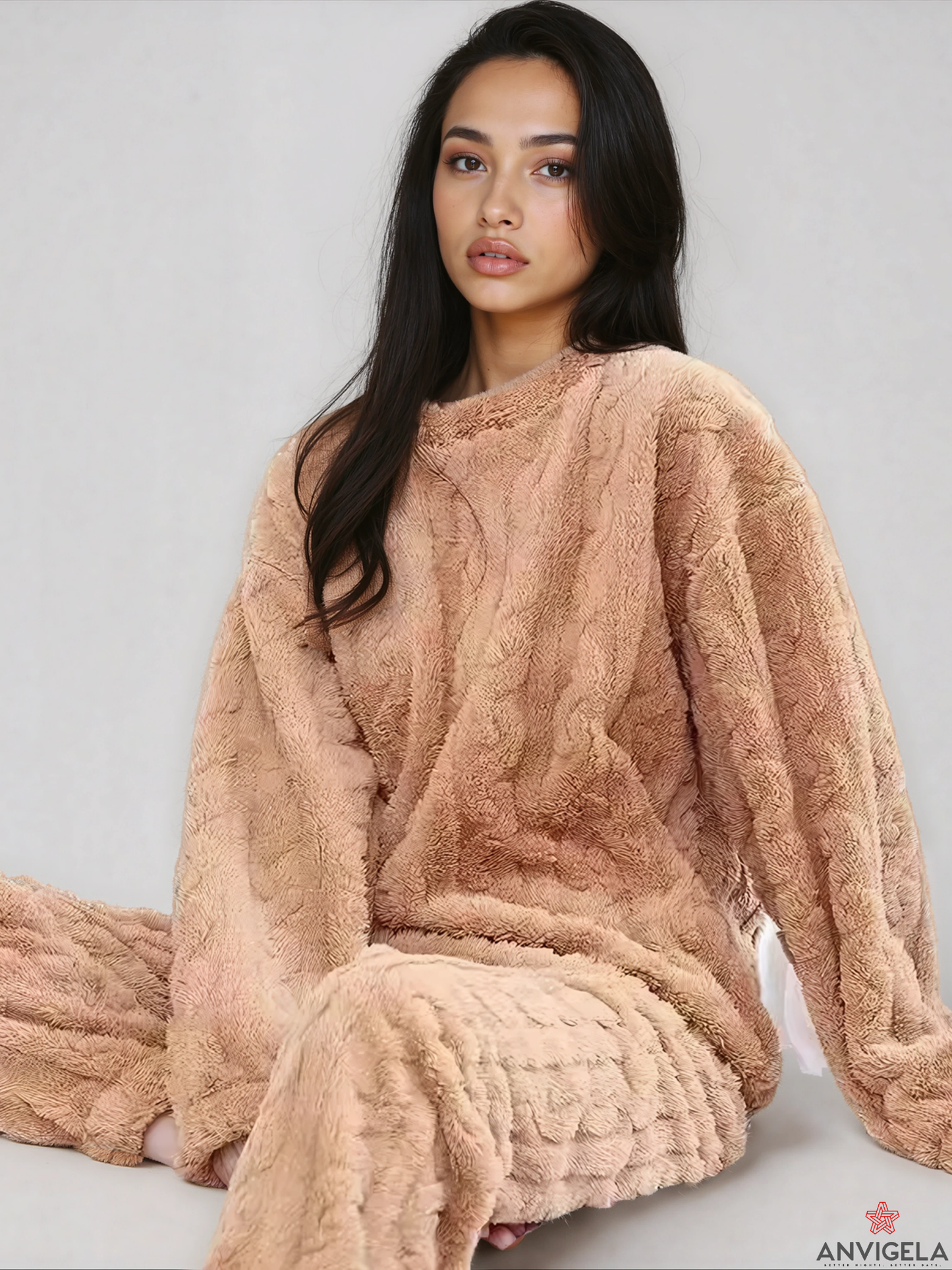 Women Thick Flannel Pajama Set