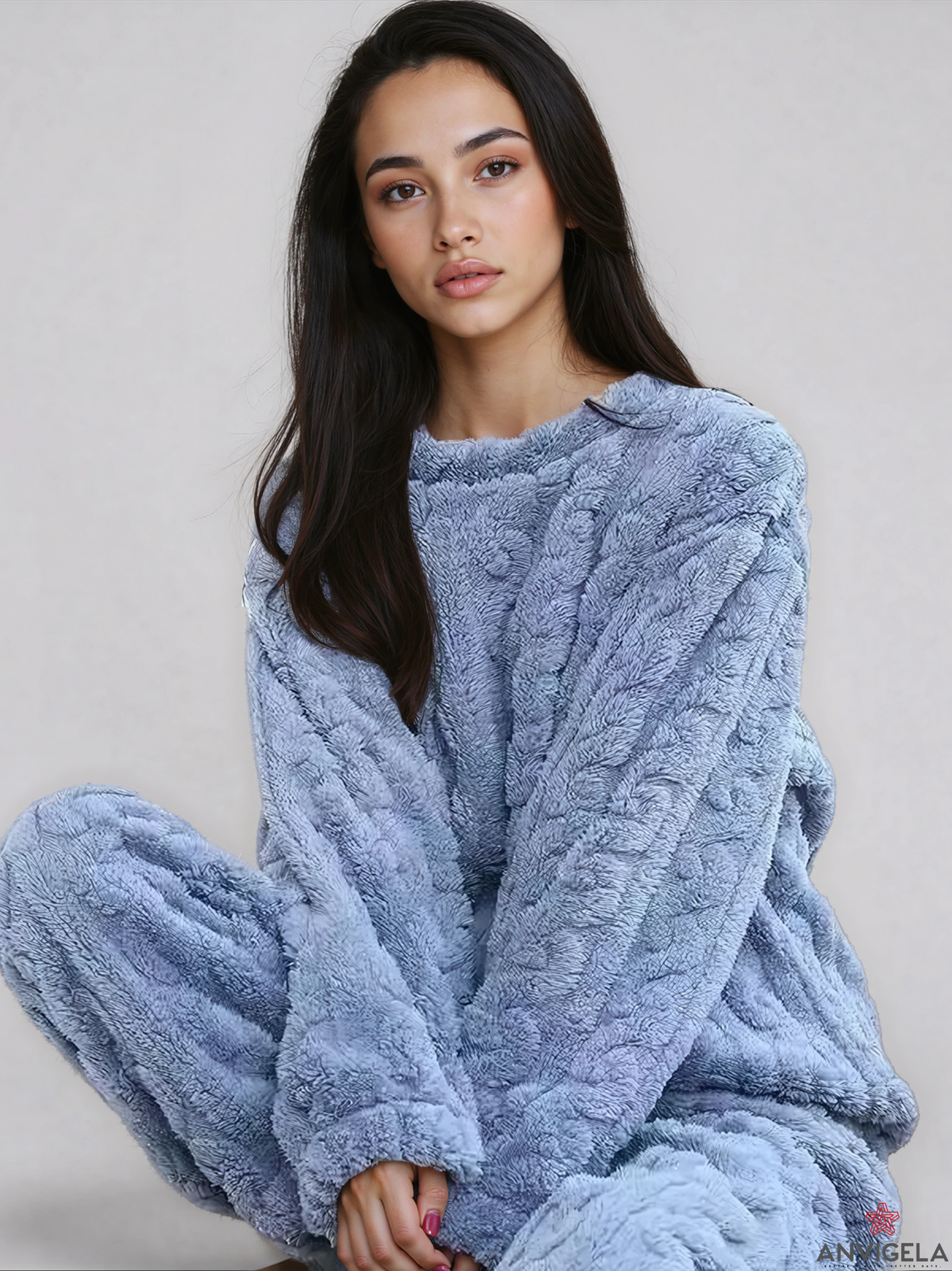 Women Thick Flannel Pajama Set
