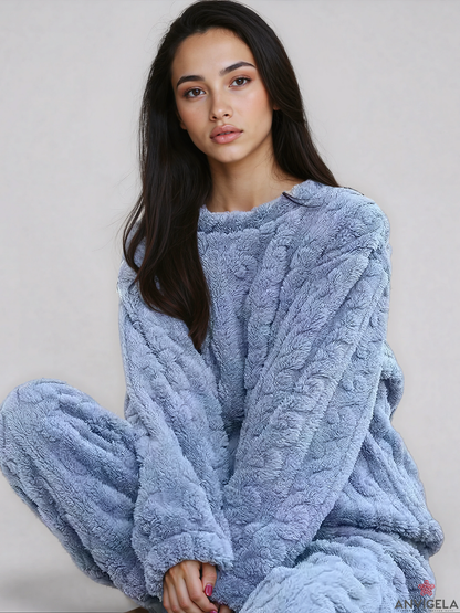 Women Thick Flannel Pajama Set