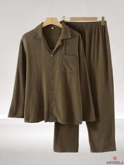 Men's Cotton Pajama Set – Spring & Autumn Long Sleeve