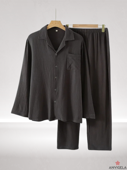Men's Cotton Pajama Set – Spring & Autumn Long Sleeve