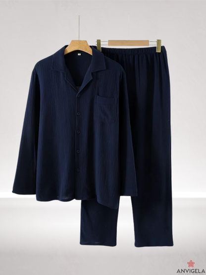 Men's Cotton Pajama Set – Spring & Autumn Long Sleeve