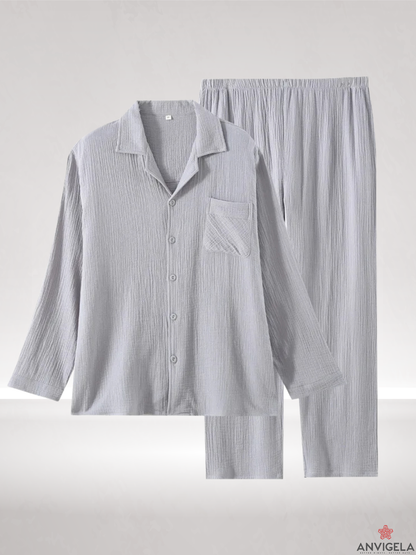 Men's Cotton Pajama Set – Spring & Autumn Long Sleeve
