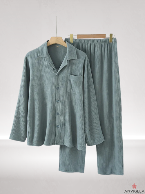 Men's Cotton Pajama Set – Spring & Autumn Long Sleeve