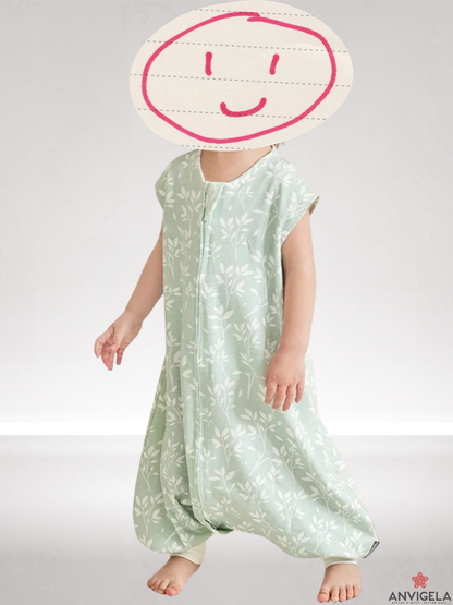 Kids Cotton Sleeping Bag – Summer Breathable Grass Print