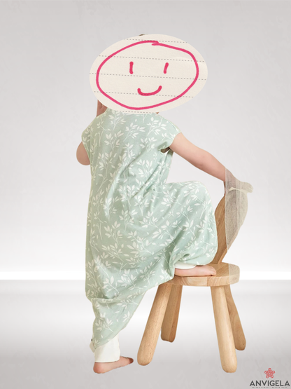 Kids Cotton Sleeping Bag – Summer Breathable Grass Print