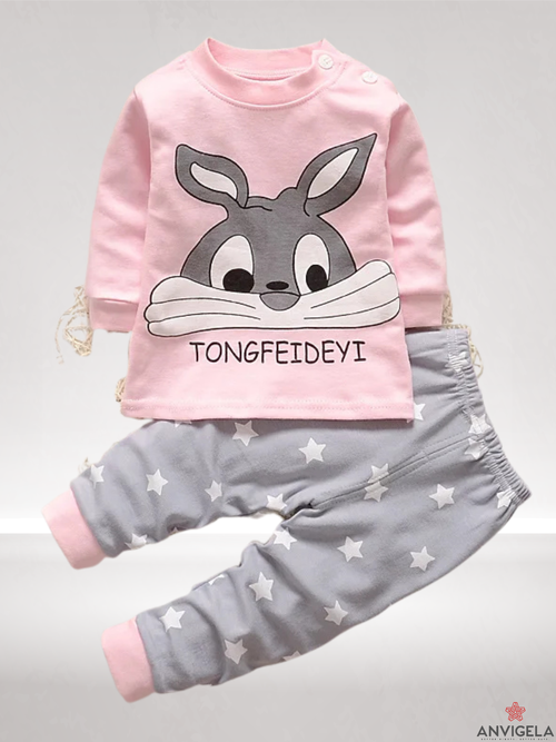 Baby Girl Cotton Pajama Set – Soft 2-Piece Sleepwear