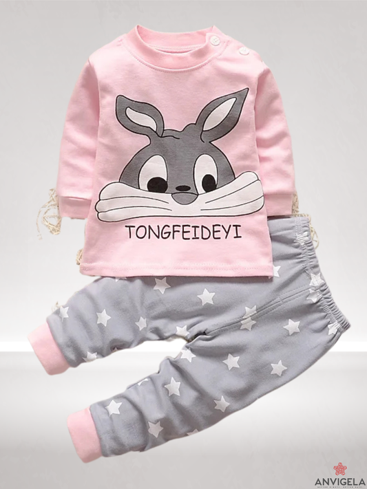 Baby Girl Cotton Pajama Set – Soft 2-Piece Sleepwear