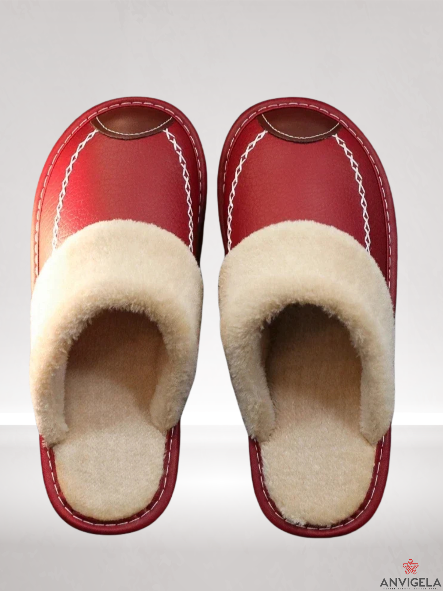Men's Warm Indoor Slippers – Waterproof Leather Home Shoes