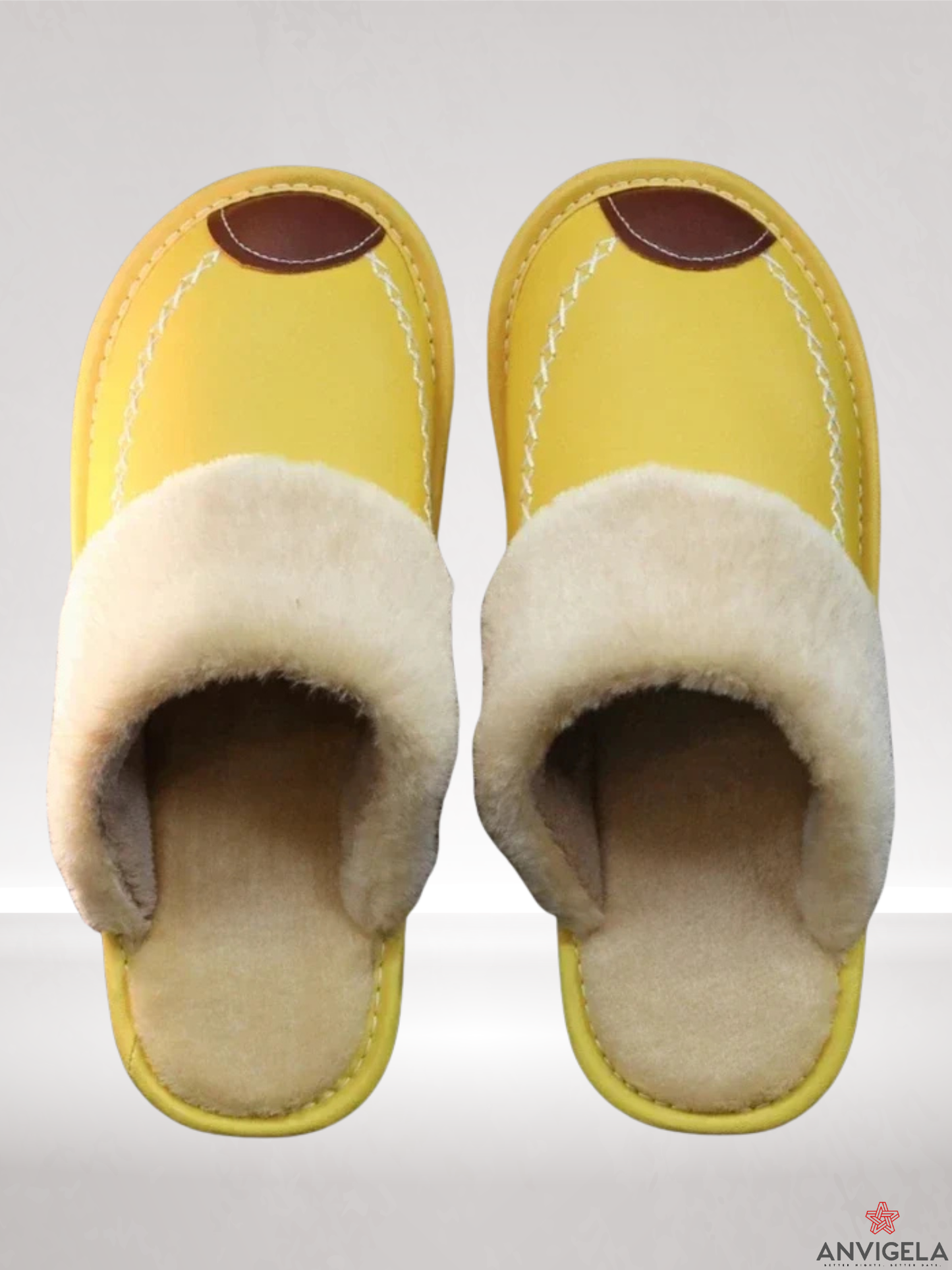 Men's Warm Indoor Slippers – Waterproof Leather Home Shoes