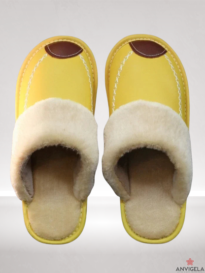 Men's Warm Indoor Slippers – Waterproof Leather Home Shoes