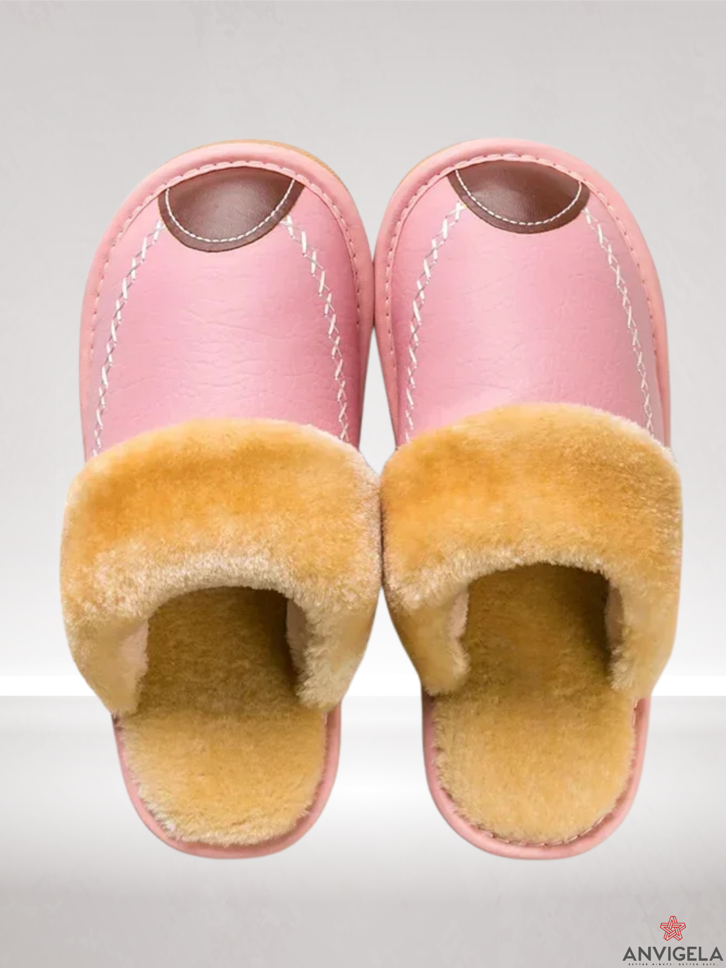 Men's Warm Indoor Slippers – Waterproof Leather Home Shoes
