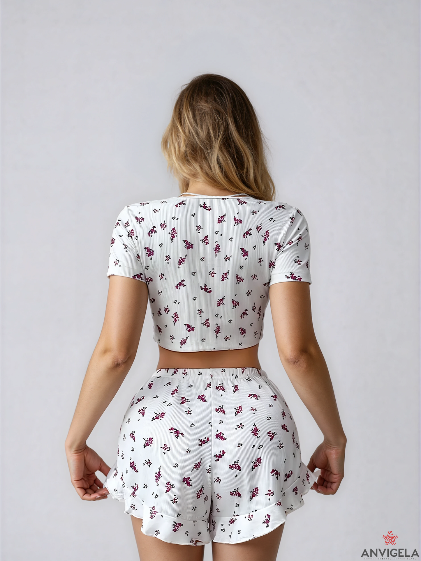 Women’s Knit Lounge Set – Cardigan, Top & Shorts