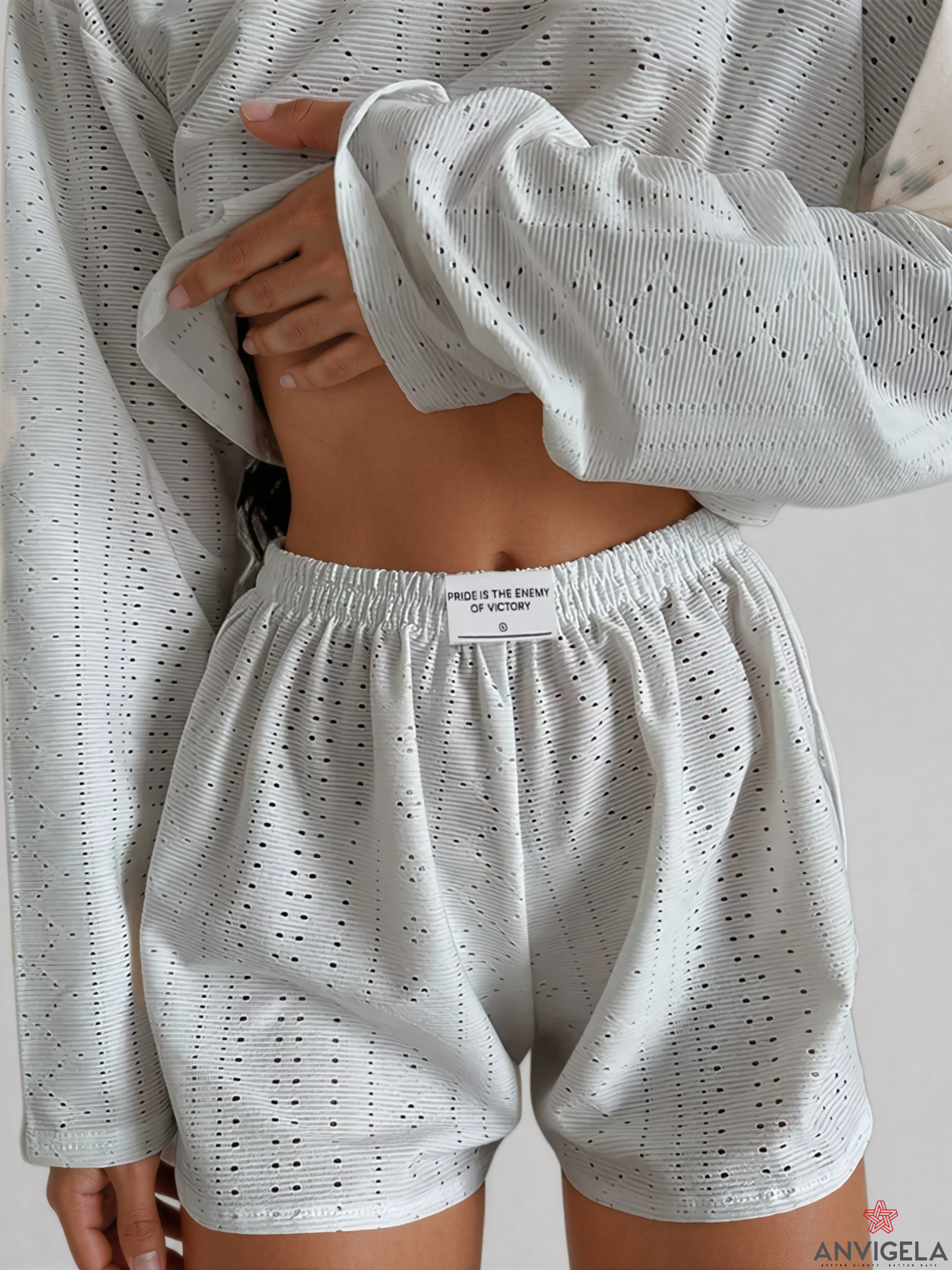 Women’s Loungewear Set – Long Sleeve + Shorts