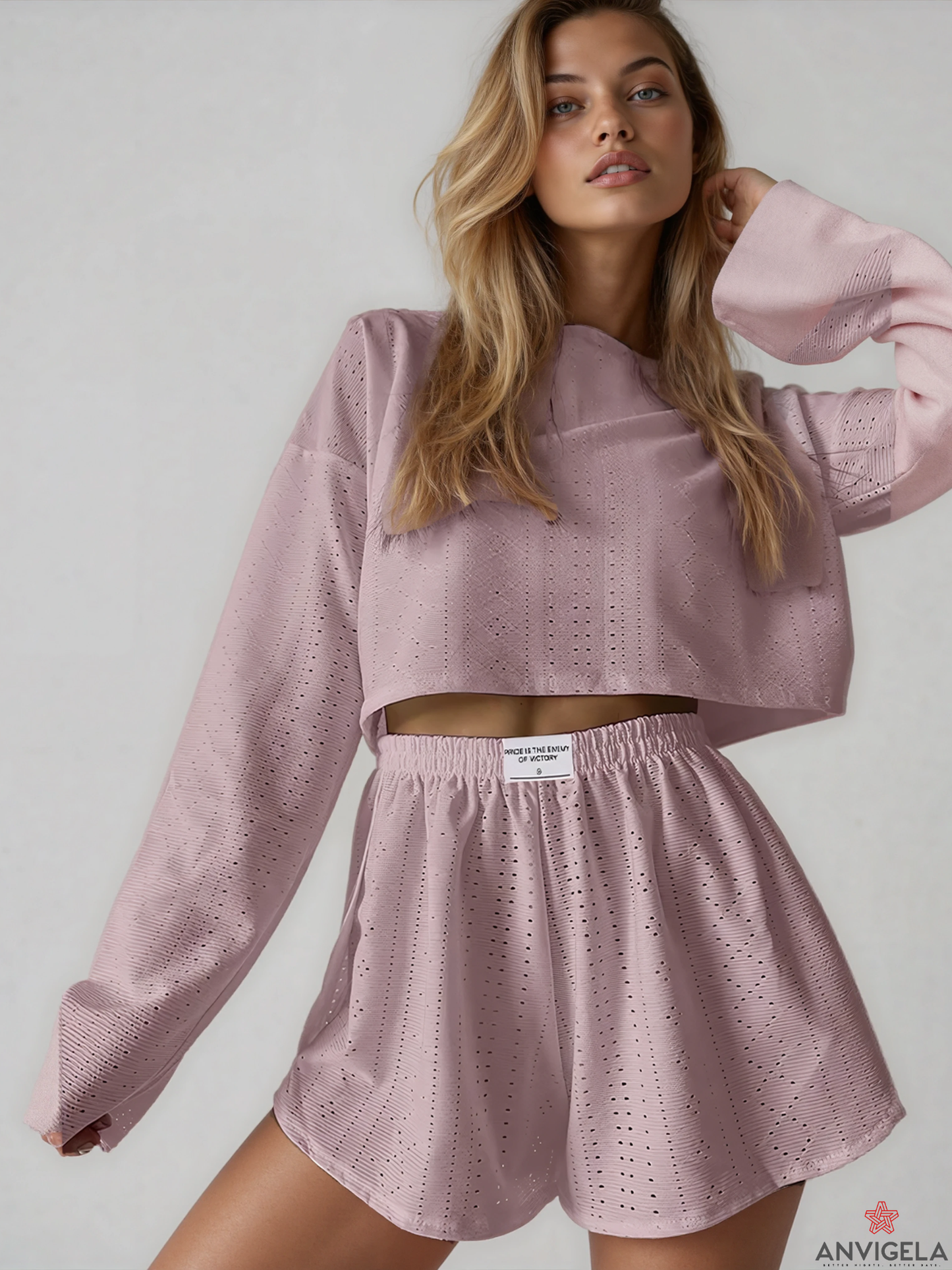 Women’s Loungewear Set – Long Sleeve + Shorts