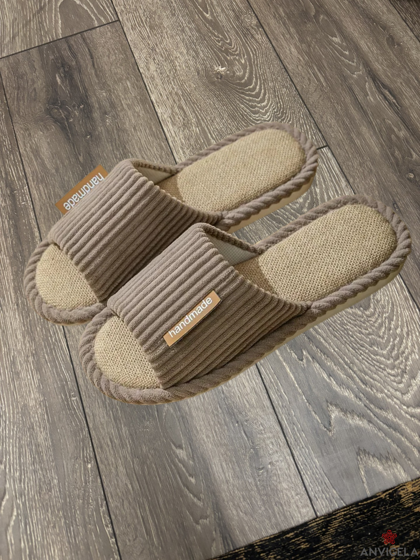 Women Linen Striped Home Slippers