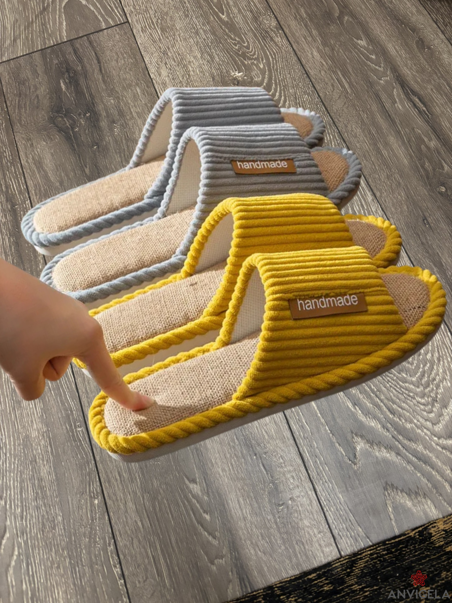 Women Linen Striped Home Slippers