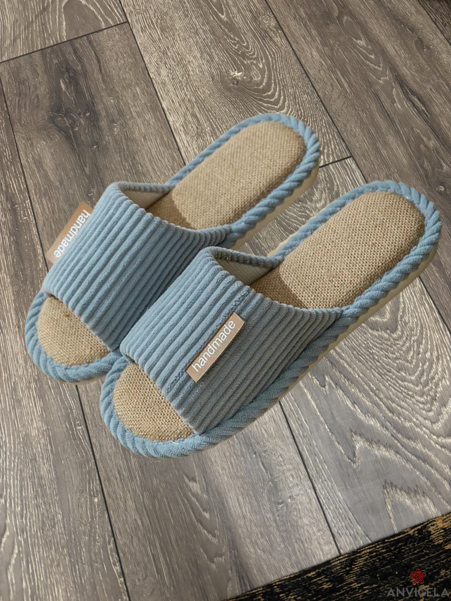 Women Linen Striped Home Slippers