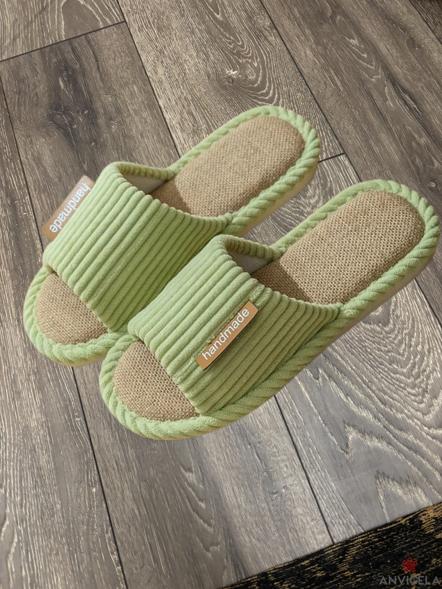 Women Linen Striped Home Slippers