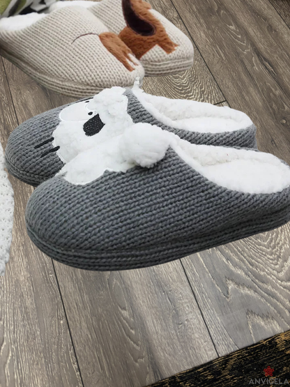 Women Cartoon Dog Soft Slippers